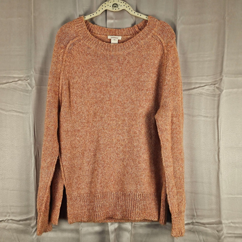 Sundance Womens Peach Orange Merino Wool Mohair Blend Crewneck‎ Sweater Medium